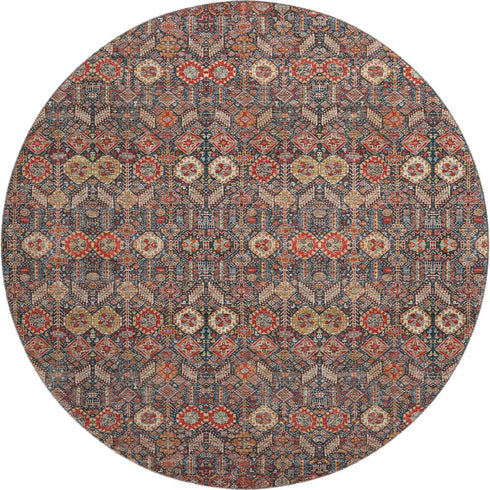 9' X 12' Red Gold And Gray Tribal Washable Area Rug With UV Protection
