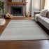 8' X 10' Ivory And Beige Striped Washable Area Rug With UV Protection