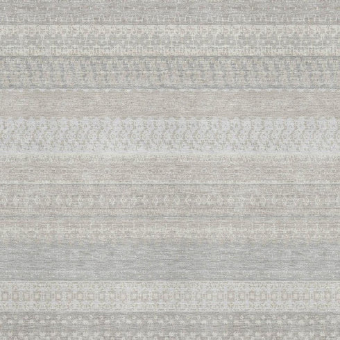 8' X 10' Ivory And Beige Striped Washable Area Rug With UV Protection
