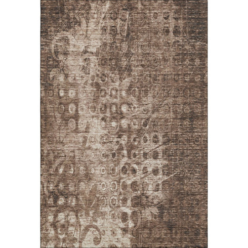 9' X 12' Chocolate And Beige Ikat Washable Area Rug With UV Protection
