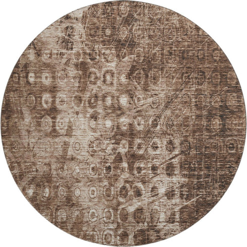 9' X 12' Chocolate And Beige Ikat Washable Area Rug With UV Protection