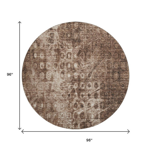 9' X 12' Chocolate And Beige Ikat Washable Area Rug With UV Protection