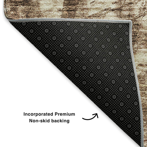9' X 12' Chocolate And Beige Ikat Washable Area Rug With UV Protection