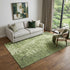 9' X 12' Olive Green And Ivory Ikat Washable Area Rug With UV Protection