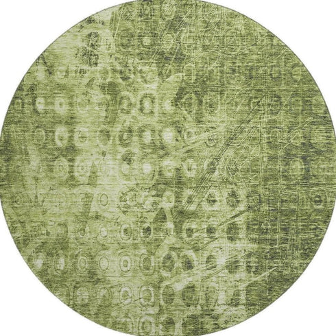 9' X 12' Olive Green And Ivory Ikat Washable Area Rug With UV Protection