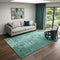 5' X 8' Teal And Ivory Ikat Washable Area Rug With UV Protection