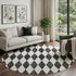 9' X 12' Black And Ivory Diamond Washable Area Rug With UV Protection