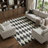 9' X 12' Black And Ivory Diamond Washable Area Rug With UV Protection