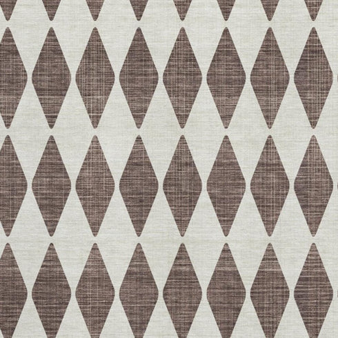 9' X 12' Brown And Ivory Diamond Washable Area Rug With UV Protection