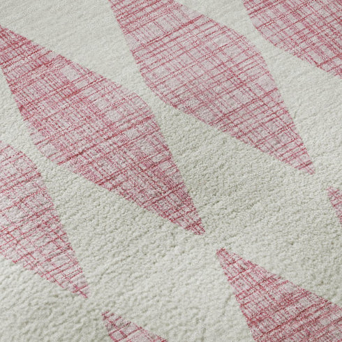 9' X 12' Pink And Ivory Diamond Washable Area Rug With UV Protection