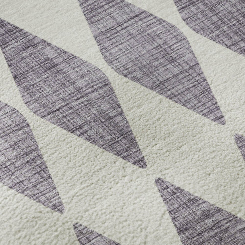 9' X 12' Purple And Ivory Diamond Washable Area Rug With UV Protection