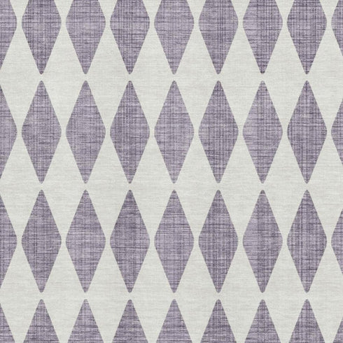 9' X 12' Purple And Ivory Diamond Washable Area Rug With UV Protection