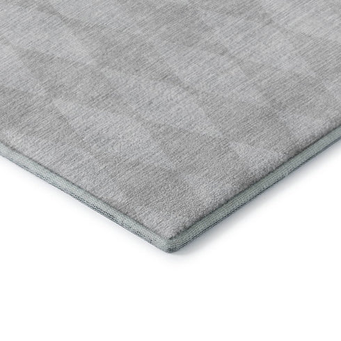 9' X 12' Pewter And Ivory Diamond Washable Area Rug With UV Protection