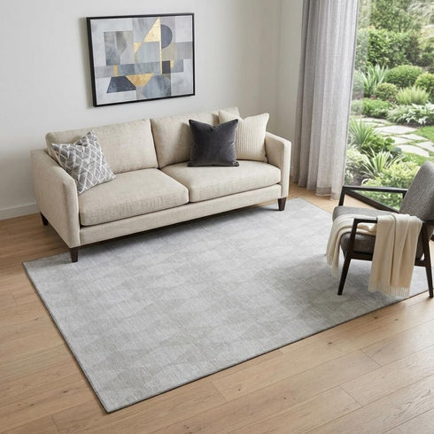 9' X 12' Pewter And Ivory Diamond Washable Area Rug With UV Protection