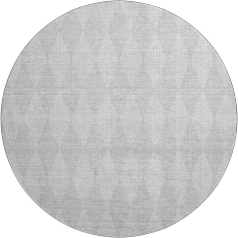 9' X 12' Pewter And Ivory Diamond Washable Area Rug With UV Protection