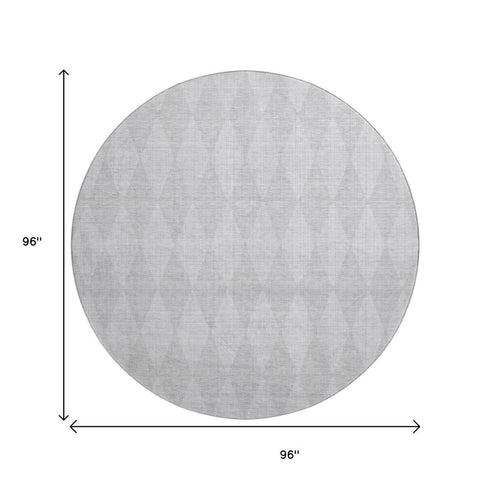 9' X 12' Pewter And Ivory Diamond Washable Area Rug With UV Protection