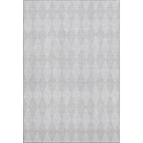 9' X 12' Pewter And Ivory Diamond Washable Area Rug With UV Protection