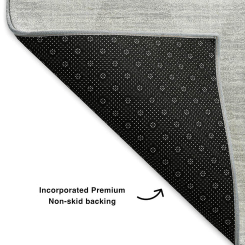 9' X 12' Pewter And Ivory Diamond Washable Area Rug With UV Protection