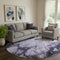 8' Purple And Ivory Abstract Washable Round Rug With UV Protection
