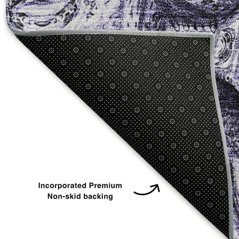 9' X 12' Purple And Ivory Abstract Washable Area Rug With UV Protection