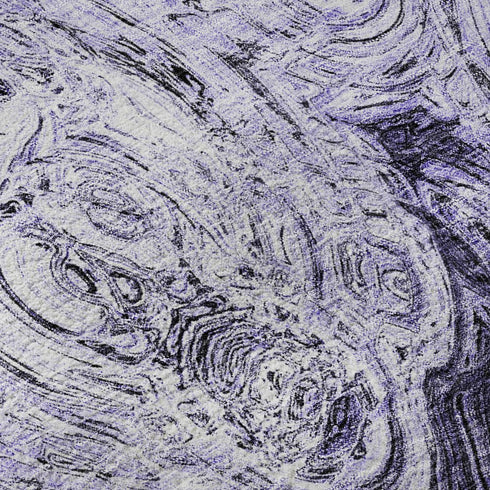 9' X 12' Purple And Ivory Abstract Washable Area Rug With UV Protection