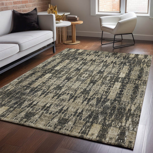 9' X 12' Black And Beige Moroccan Washable Area Rug With UV Protection
