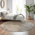 8' Beige And Gray Abstract Washable Round Rug With UV Protection