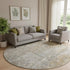 8' Beige And Gray Abstract Washable Round Rug With UV Protection