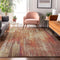 8' X 10' Chili Red And Ivory Striped Washable Area Rug With UV Protection