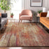 8' X 10' Chili Red And Ivory Striped Washable Area Rug With UV Protection