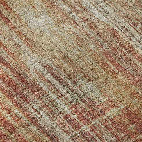 8' X 10' Chili Red And Ivory Striped Washable Area Rug With UV Protection