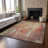 8' X 10' Chili Red And Ivory Striped Washable Area Rug With UV Protection