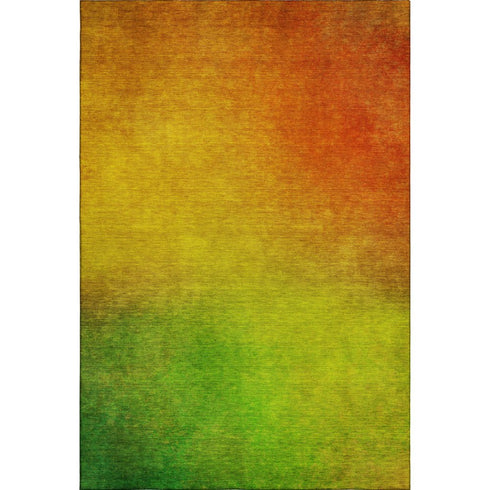 8' X 10' Terra Cotta And Green Ombre Washable Area Rug With UV Protection
