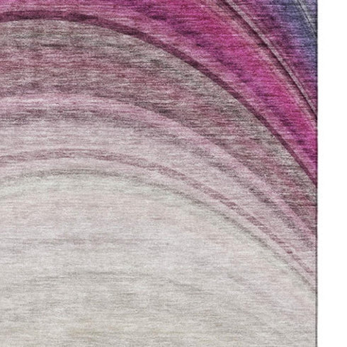 8' X 10' Beige Purple And Blue Ombre Washable Area Rug With UV Protection