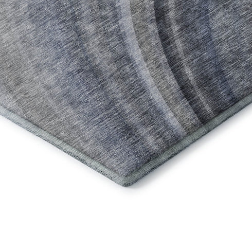 5' X 8' Blue Ivory And Gray Ombre Washable Area Rug With UV Protection