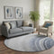 8' Blue Ivory And Gray Ombre Washable Round Rug With UV Protection