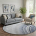 8' Blue Ivory And Gray Ombre Washable Round Rug With UV Protection