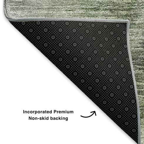 8' X 10' Green Ivory And Gray Ombre Washable Area Rug With UV Protection