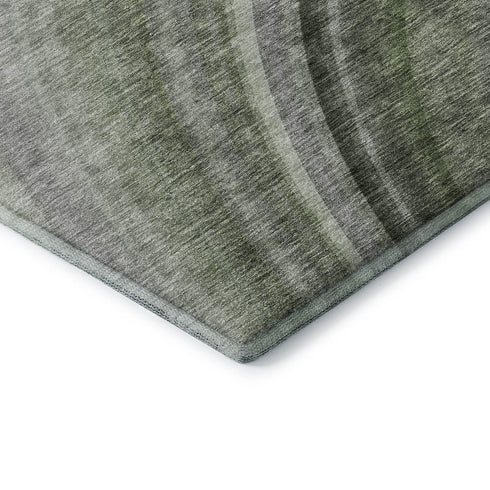 8' X 10' Green Ivory And Gray Ombre Washable Area Rug With UV Protection