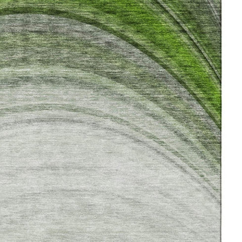 8' X 10' Green Ivory And Gray Ombre Washable Area Rug With UV Protection