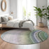 8' Teal Purple And Green Ombre Washable Round Rug With UV Protection