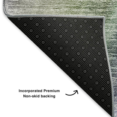 8' Teal Purple And Green Ombre Washable Round Rug With UV Protection