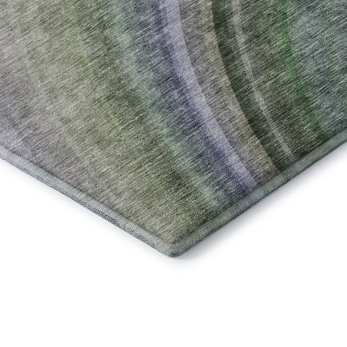8' Teal Purple And Green Ombre Washable Round Rug With UV Protection