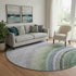 8' Teal Purple And Green Ombre Washable Round Rug With UV Protection