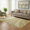 5' X 8' Beige Blue And Ivory Abstract Washable Area Rug With UV Protection