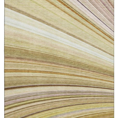 8' X 10' Beige Blue And Ivory Abstract Washable Area Rug With UV Protection