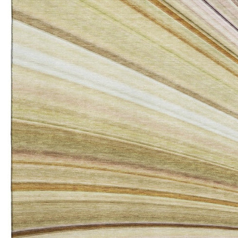 8' X 10' Beige Blue And Ivory Abstract Washable Area Rug With UV Protection