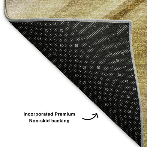 9' X 12' Beige Blue And Ivory Abstract Washable Area Rug With UV Protection