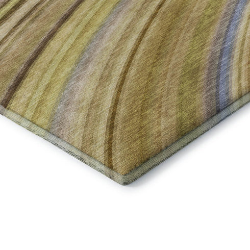 9' X 12' Beige Blue And Ivory Abstract Washable Area Rug With UV Protection