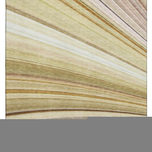 9' X 12' Beige Blue And Ivory Abstract Washable Area Rug With UV Protection